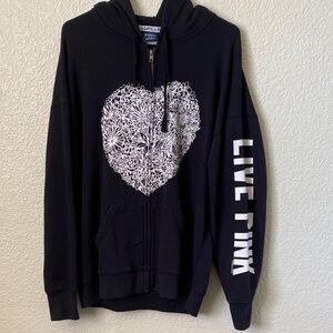 Black Hoodie with White Heart Design
